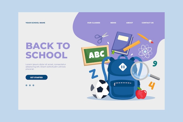 Flat back to school landing page template