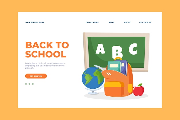 Flat back to school landing page template