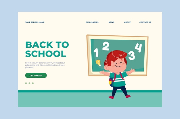 Flat back to school landing page template