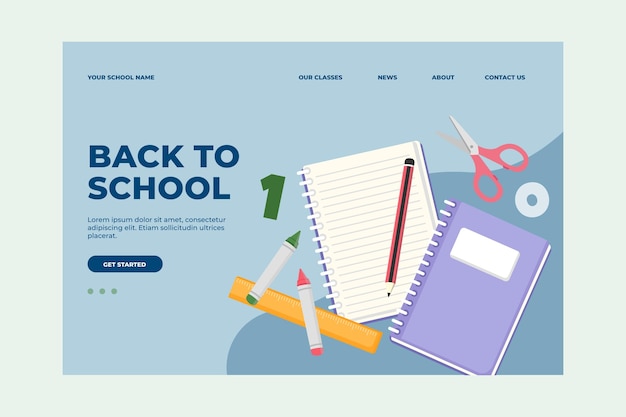 Free Vector flat back to school landing page template