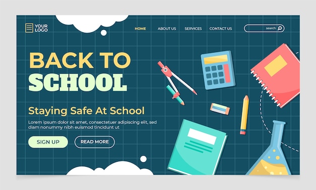 Flat back to school landing page template