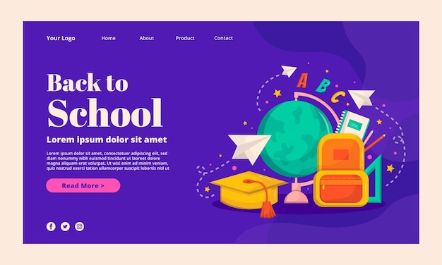 Free Vector flat back to school landing page template