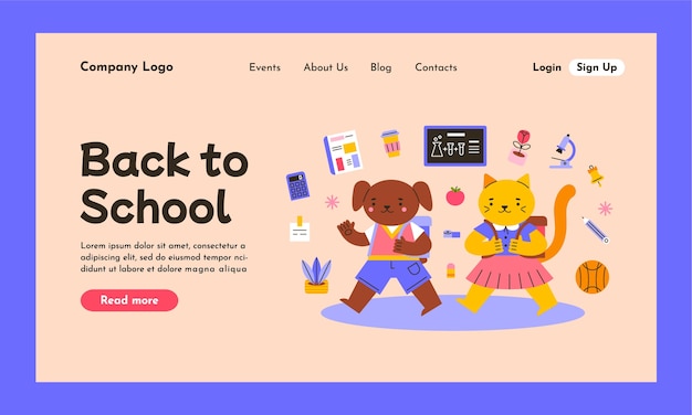 Flat back to school landing page template