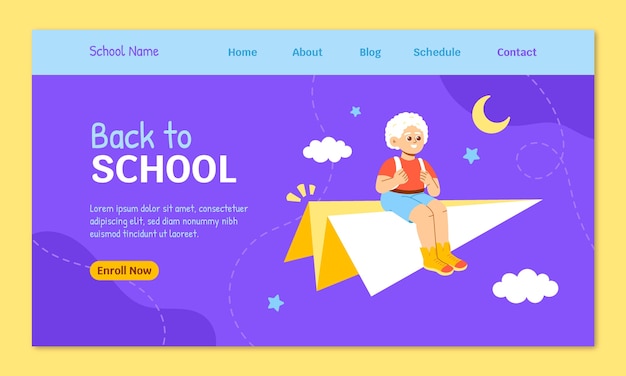 Flat back to school landing page template