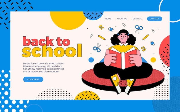 Flat back to school landing page template