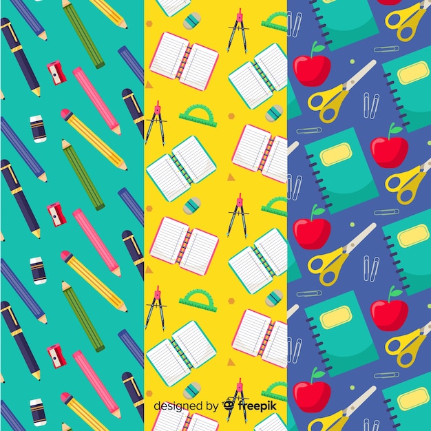 Flat back to school pattern collection