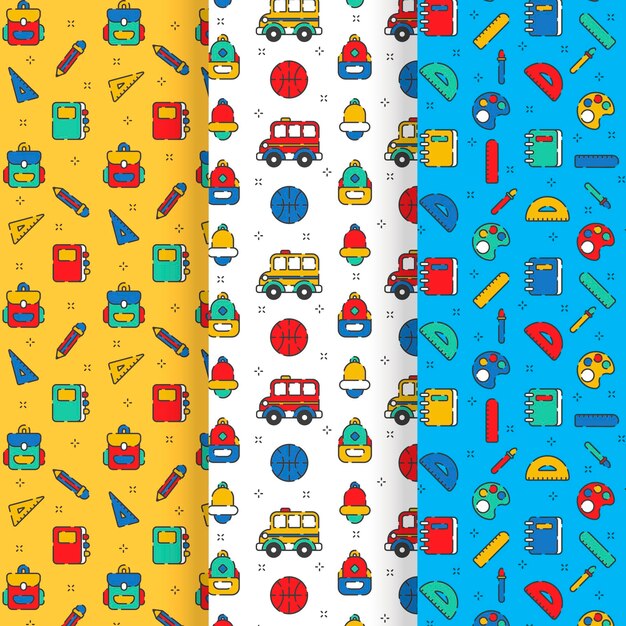 Flat back to school pattern collection