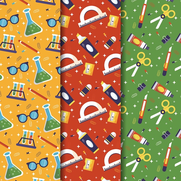 Flat back to school pattern collection