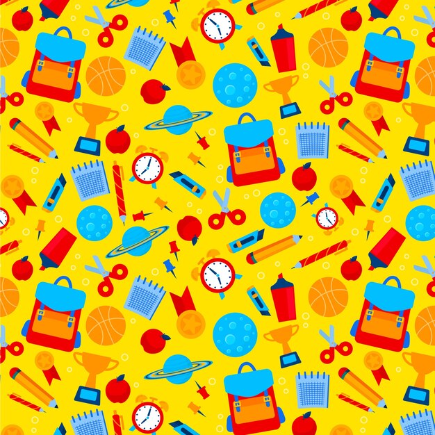 Flat back to school pattern design