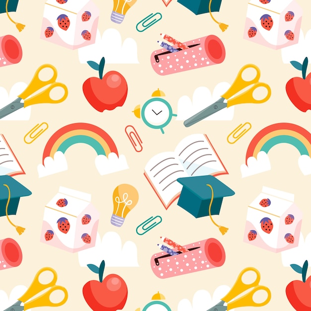 Flat back to school pattern design