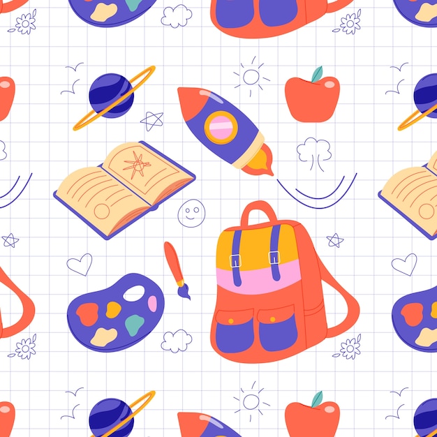 Flat back to school pattern design