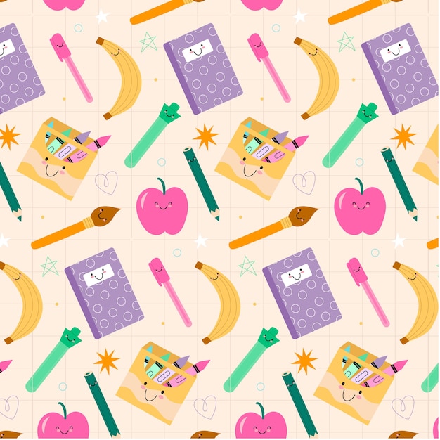 Flat back to school pattern design