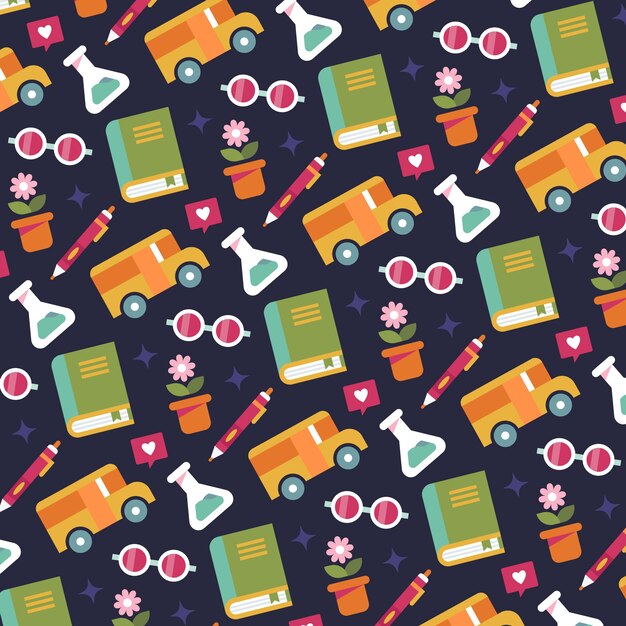 Flat back to school pattern design