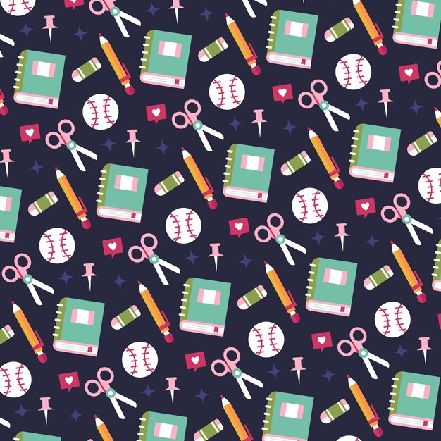 Flat back to school pattern design