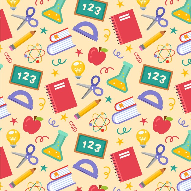 Flat back to school pattern design