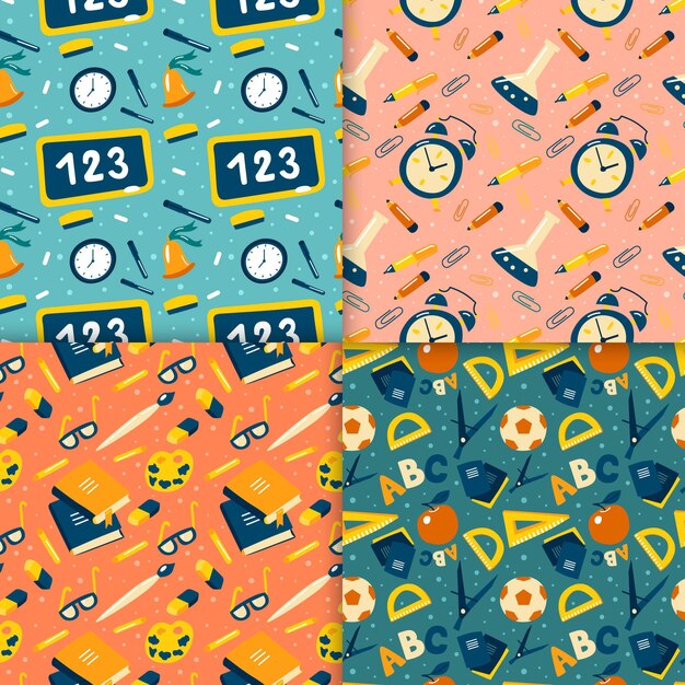 Flat back to school patterns collection