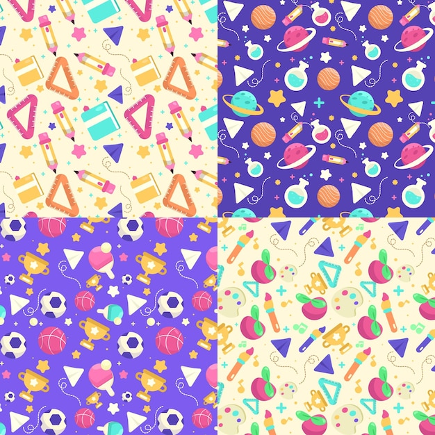 Flat back to school patterns collection