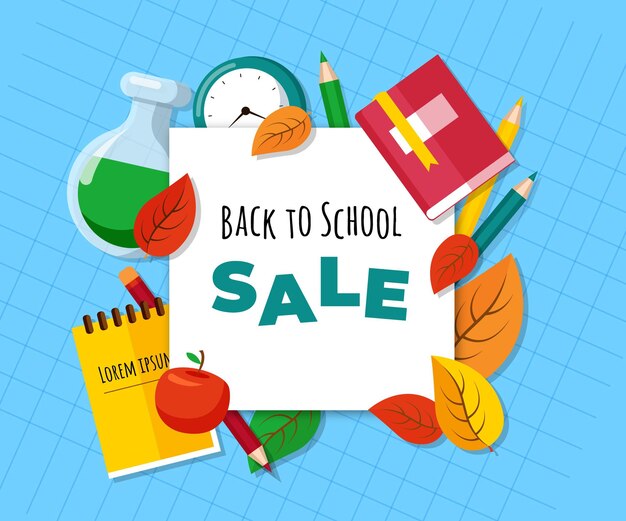 Flat back to school sale background