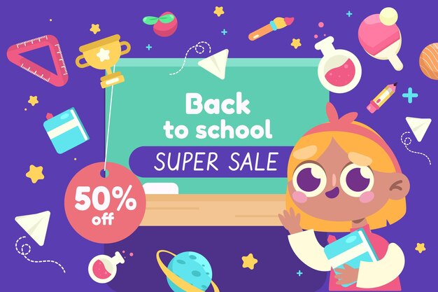 Flat back to school sale background