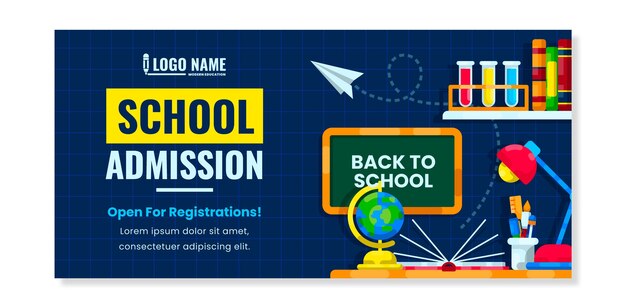 Flat back to school sale banner template