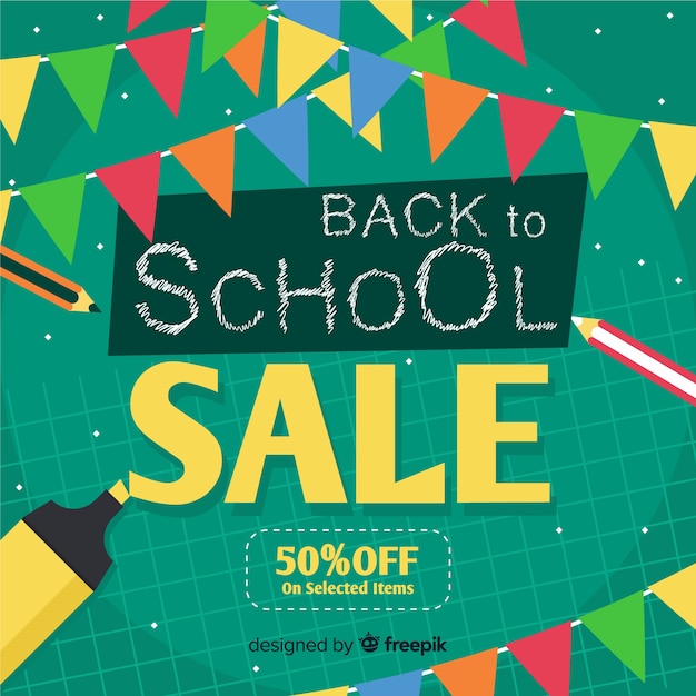 Flat back to school sales background