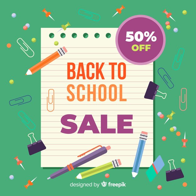 Flat back to school sales background