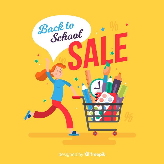 Flat back to school sales background