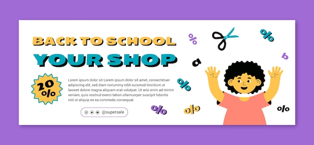 Flat back to school social media cover template