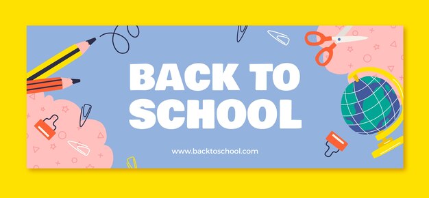 Flat back to school social media cover template