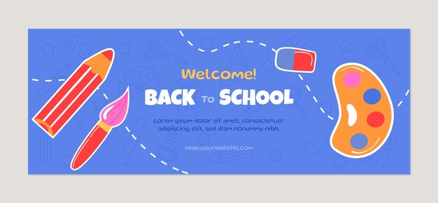 Flat back to school social media cover template