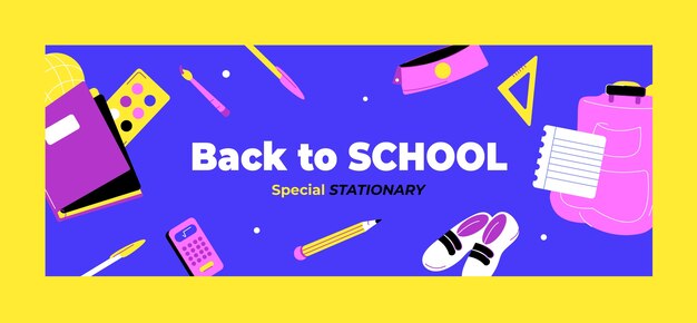 Flat back to school social media cover template