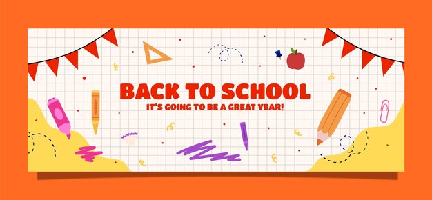 Flat back to school social media cover template