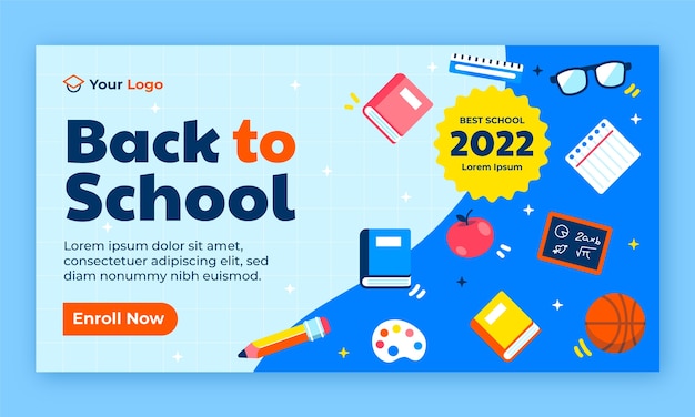 Flat back to school social media promo template