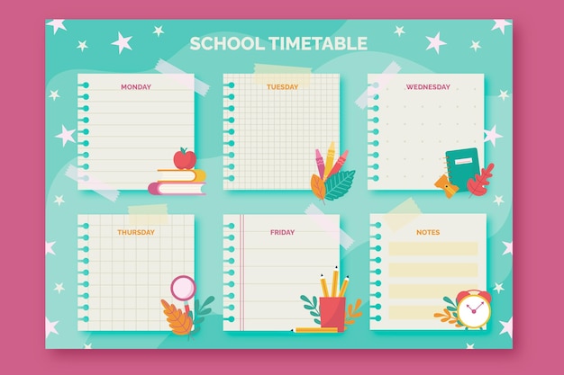 Flat back to school timetable template