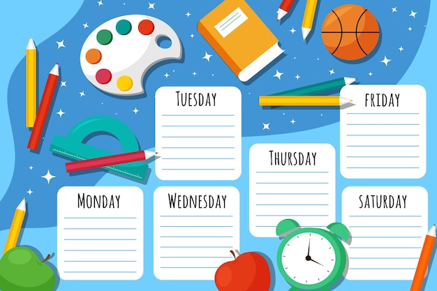 Free vector flat back to school timetable template