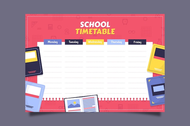 Free vector flat back to school timetable template