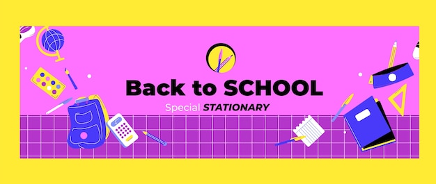 Flat back to school twitter header