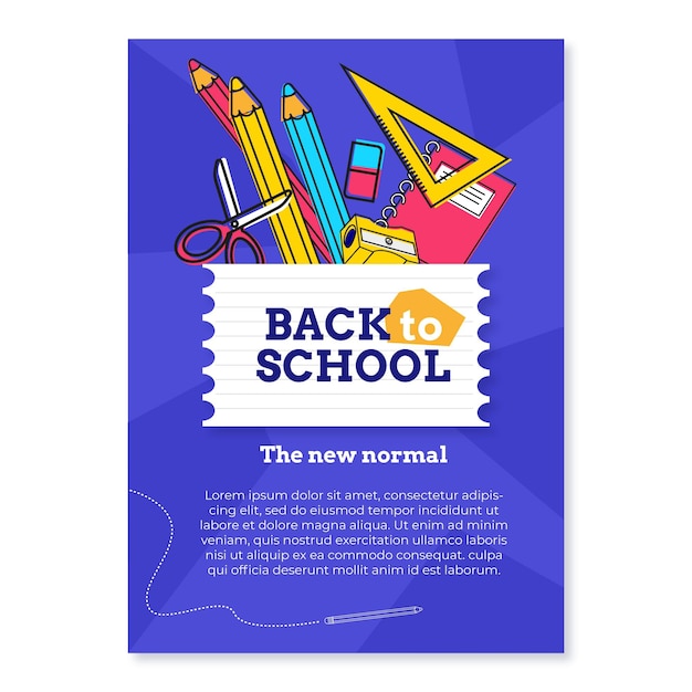 Free vector flat back to school vertical flyer template