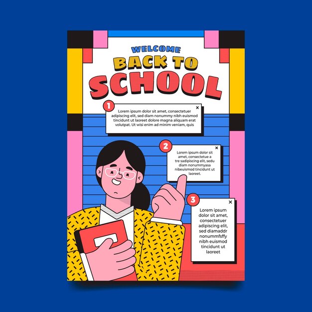 Flat back to school vertical flyer template