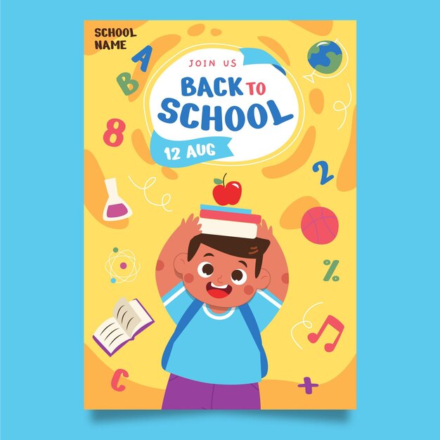 Flat back to school vertical poster template