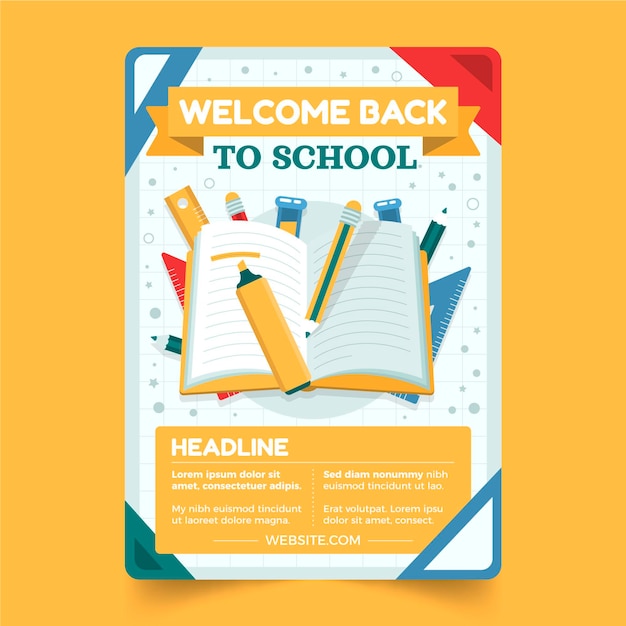 Flat back to school vertical poster template