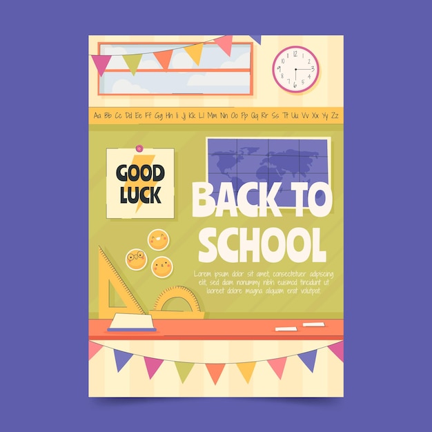 Flat back to school vertical poster template