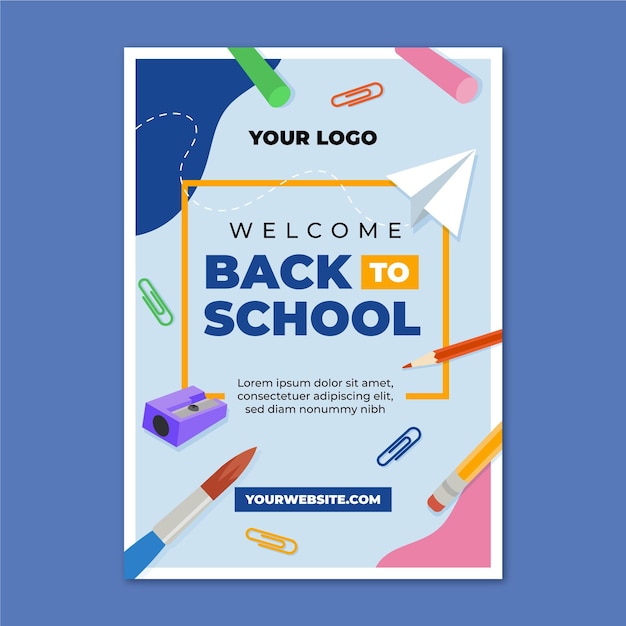 Flat back to school vertical poster template