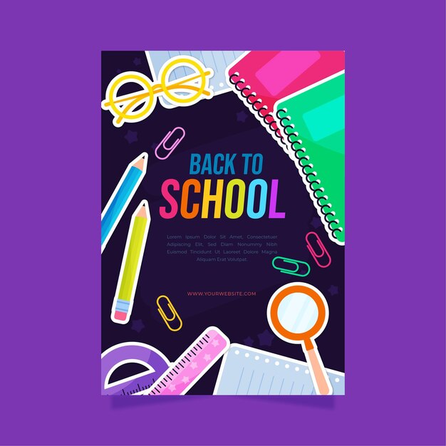 Flat back to school vertical poster template