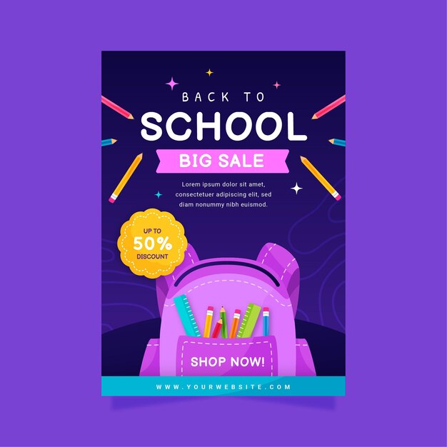 Flat back to school vertical poster template