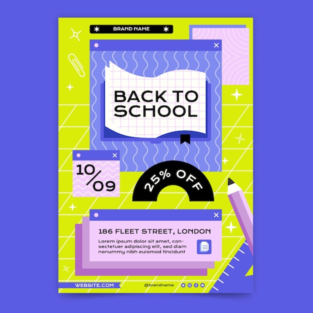 Flat back to school vertical poster template