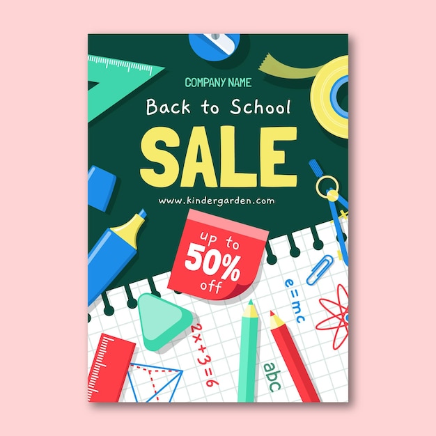 Free Vector flat back to school vertical sale flyer template