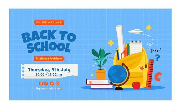 Flat back to school webinar template