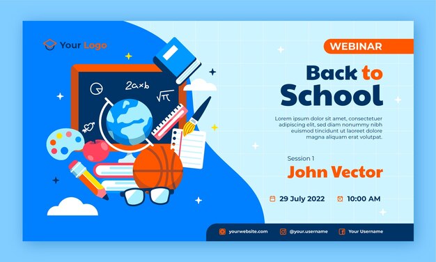 Flat back to school webinar template