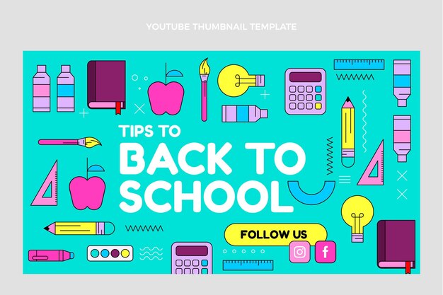 Flat back to school youtube thumbnail template